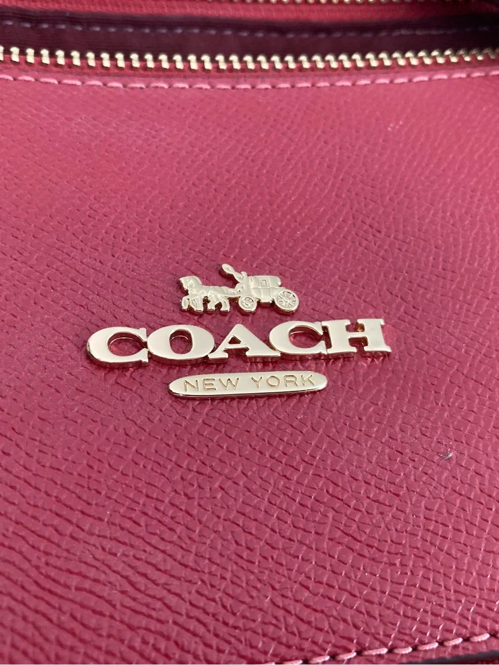 Coach Red Leather Structured Tote with Front Zip